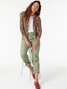 J. Crew Cashmere Animal Print Cardigan Sweater XL